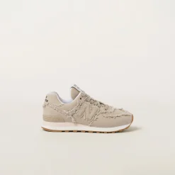 Colonial Beige New Balance 574 X Miu Miu Denim Sneakers | Miu Miu