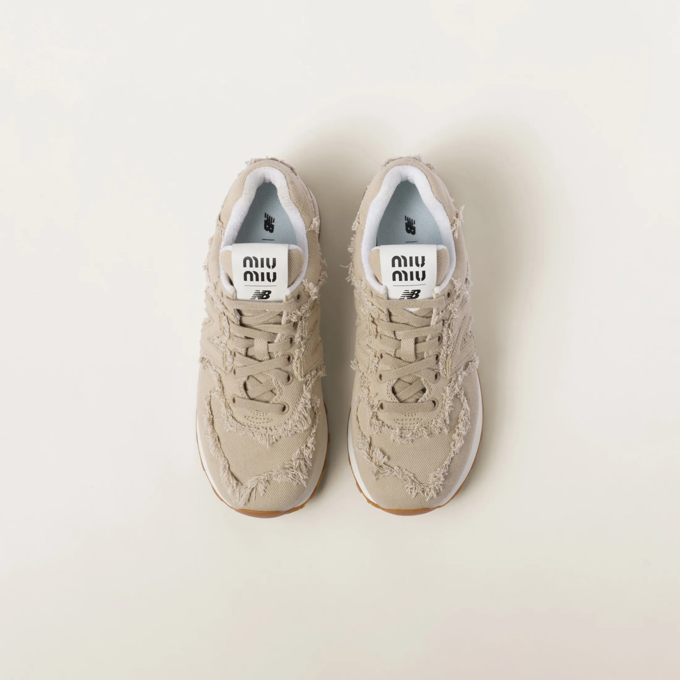 Colonial Beige New Balance 574 X Miu Miu Denim Sneakers | Miu Miu