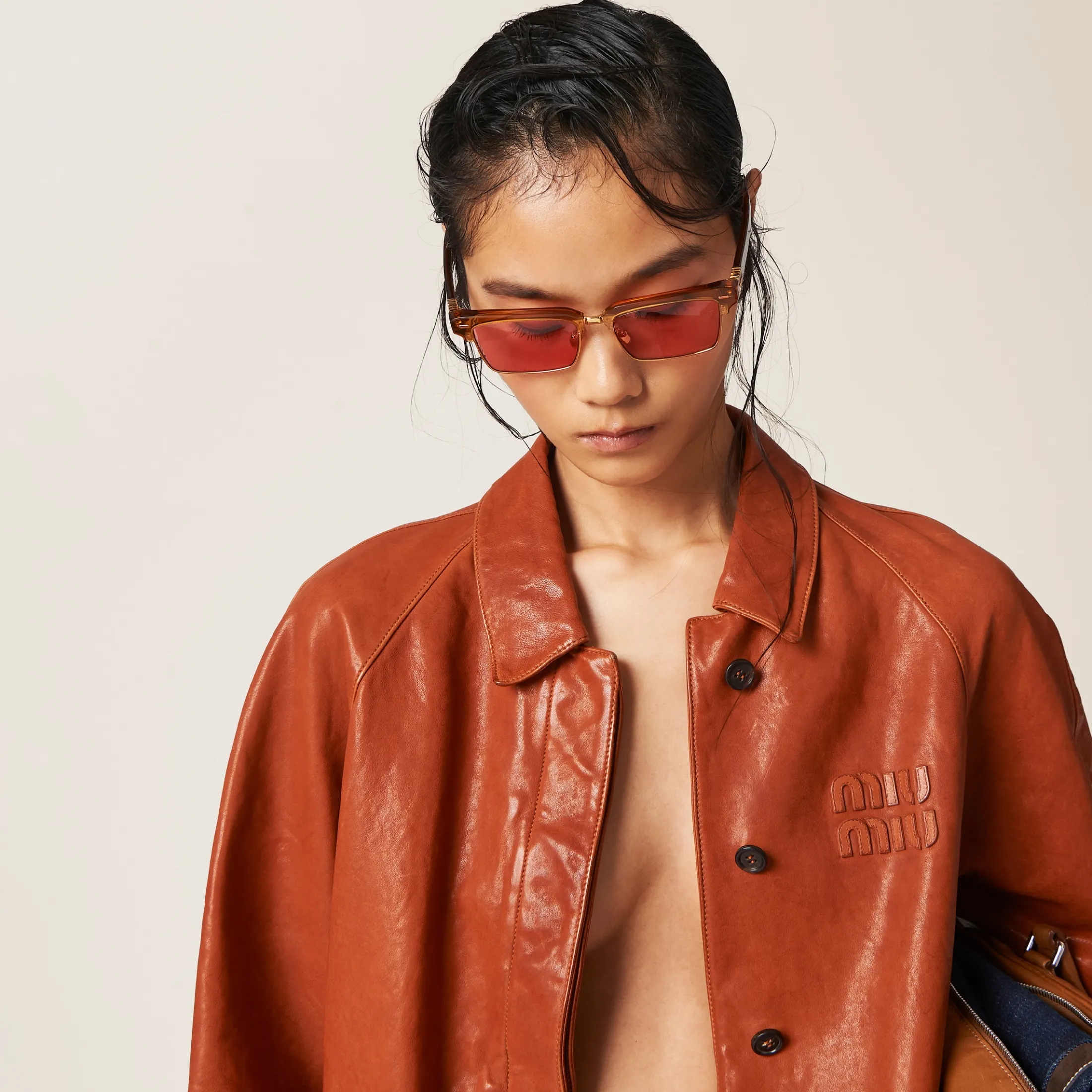 Copper Nappa Leather Jacket | Miu Miu
