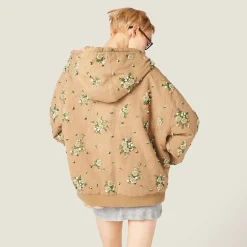 Cord Embroidered Garment-dyed Gabardine Blouson Jacket | Miu Miu
