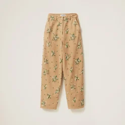 Cord Garment-dyed Gabardine Pants | Miu Miu