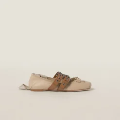 Cord Nappa And Calf Leather Ballerinas | Miu Miu