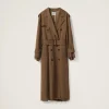 Cork Beige Double-breasted Gabardine Coat | Miu Miu