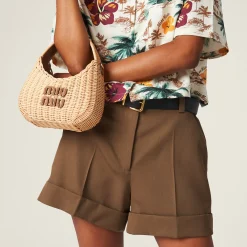 Cork Beige Gabardine Bermudas | Miu Miu