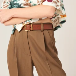 Cork Beige Gabardine Pants | Miu Miu
