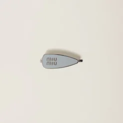 Cornflower Blue Enameled Metal Hair Clip | Miu Miu