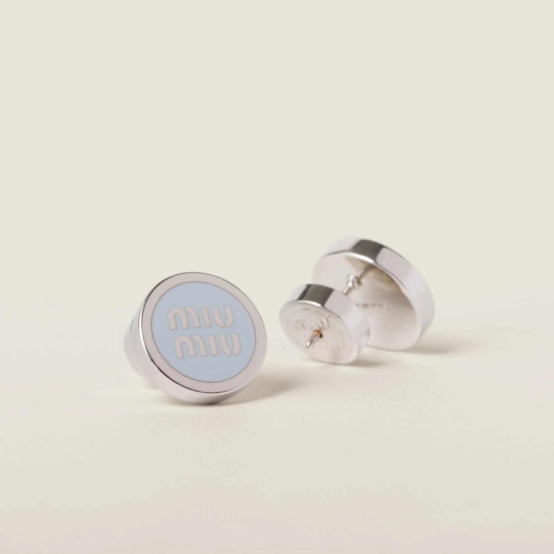 Cornflower Blue Enameled Metal Earrings | Miu Miu