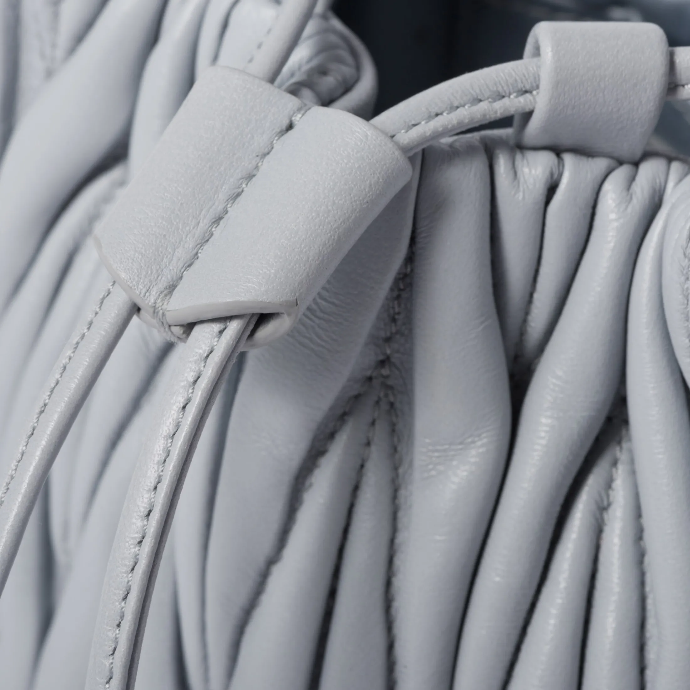 Cornflower Matelassé Nappa Leather Bucket Bag | Miu Miu