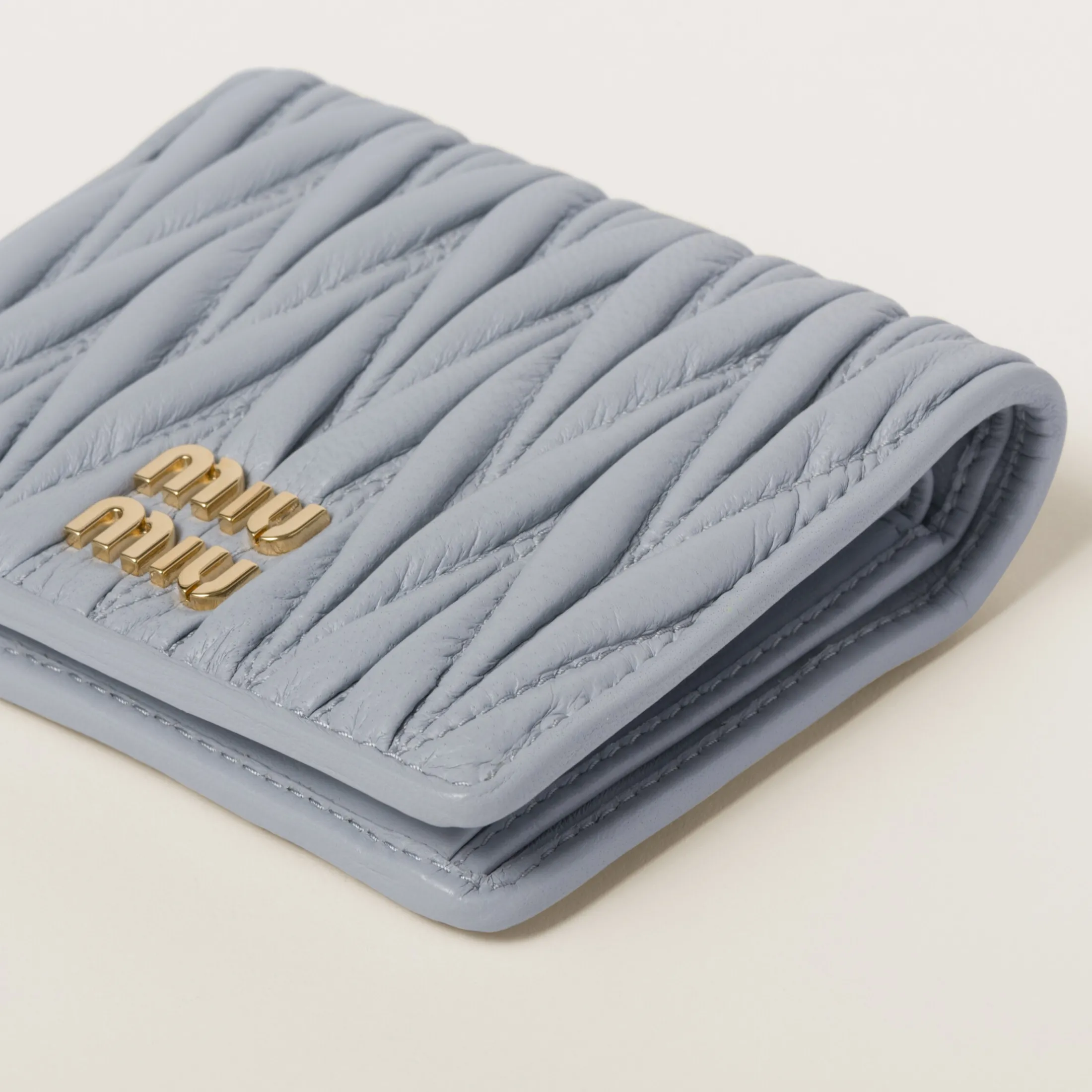 Cornflower Small Matelassé Nappa Leather Wallet | Miu Miu