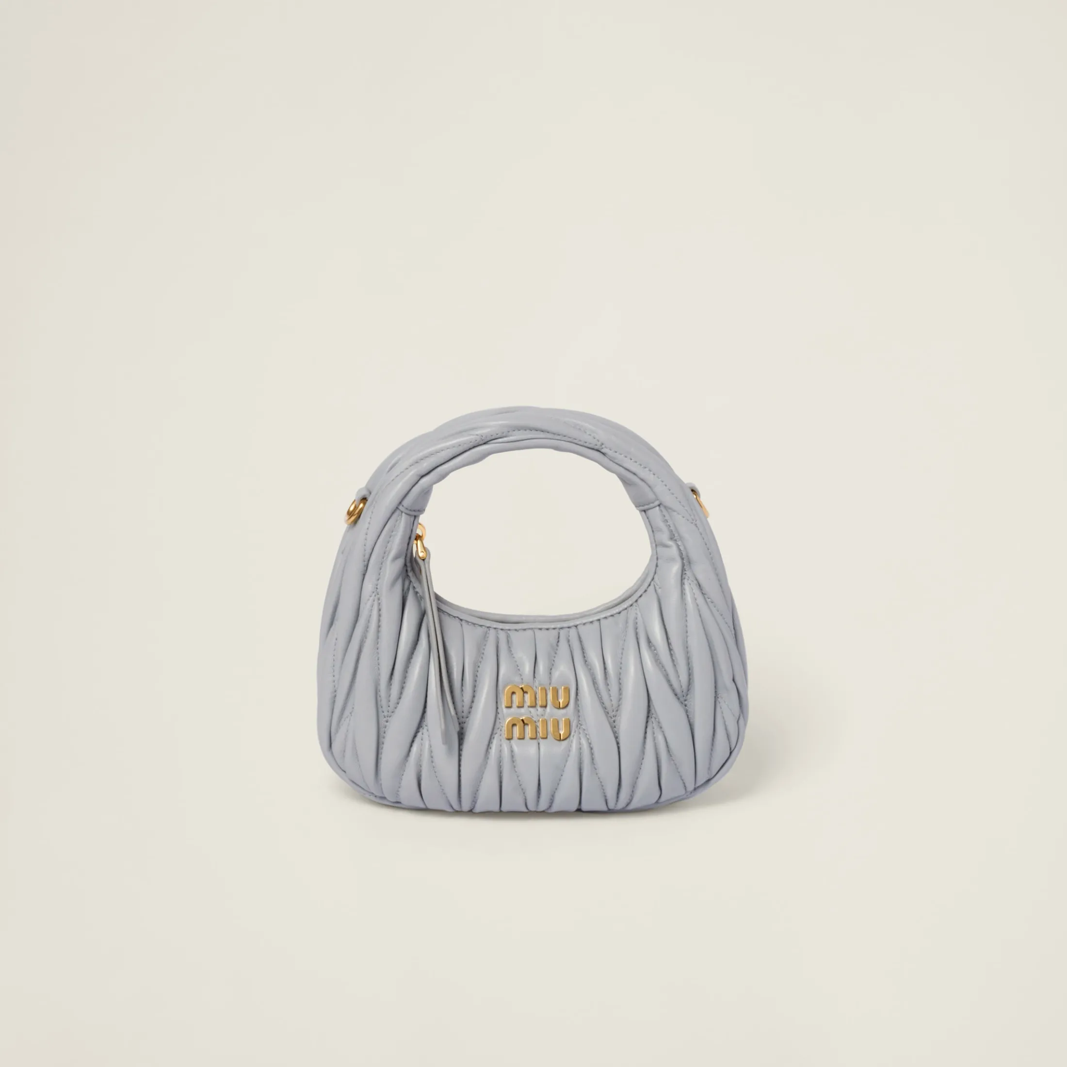 Cornflower Wander Matelassé Nappa Leather Hobo Mini-bag | Miu Miu