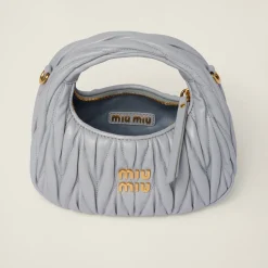 Cornflower Wander Matelassé Nappa Leather Hobo Mini-bag | Miu Miu