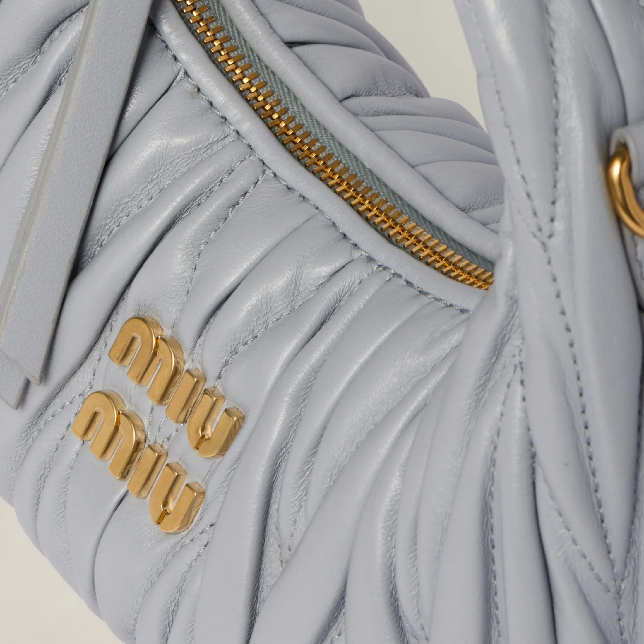Cornflower Wander Matelassé Nappa Leather Hobo Mini-bag | Miu Miu