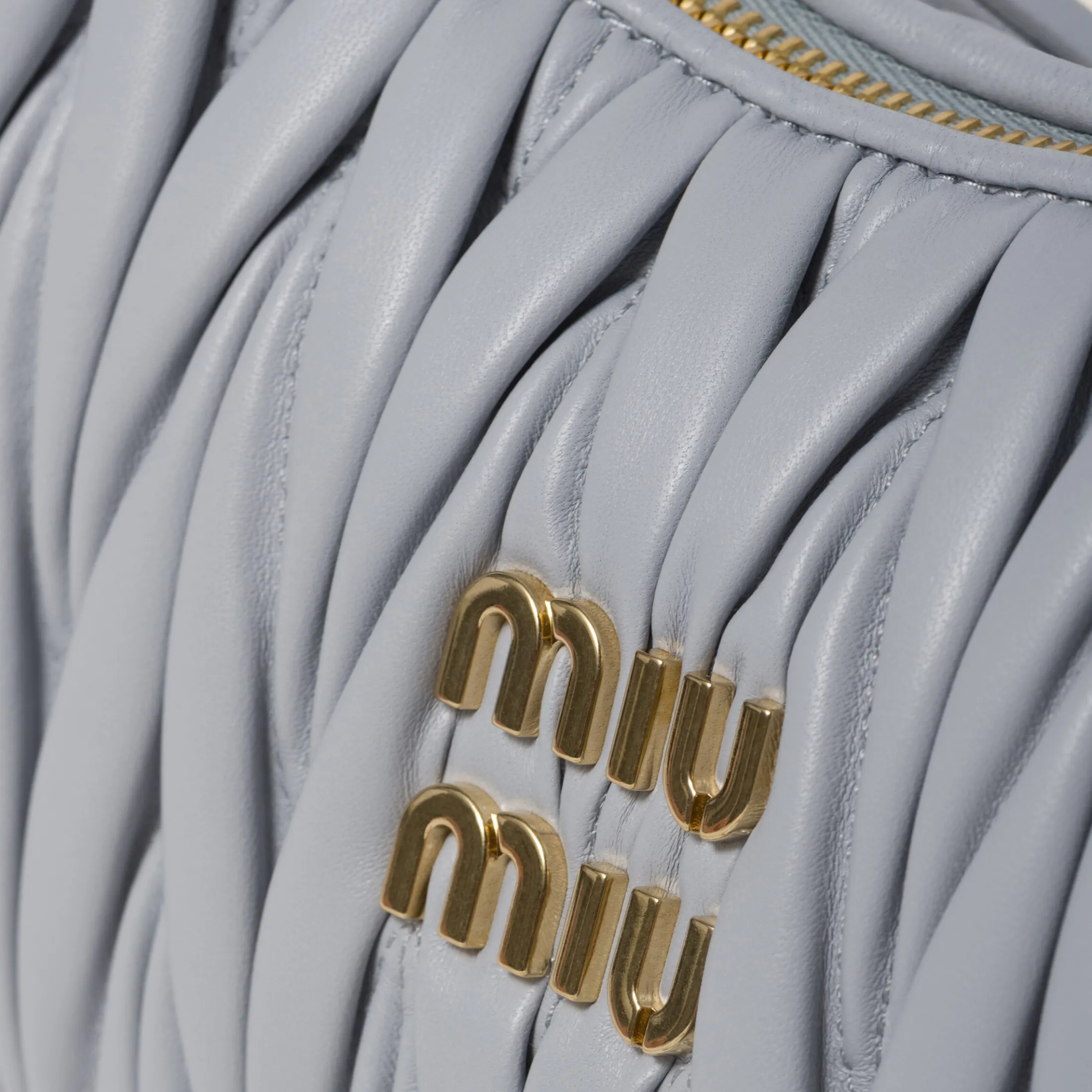 Cornflower Wander Matelassé Nappa Leather Hobo Bag | Miu Miu