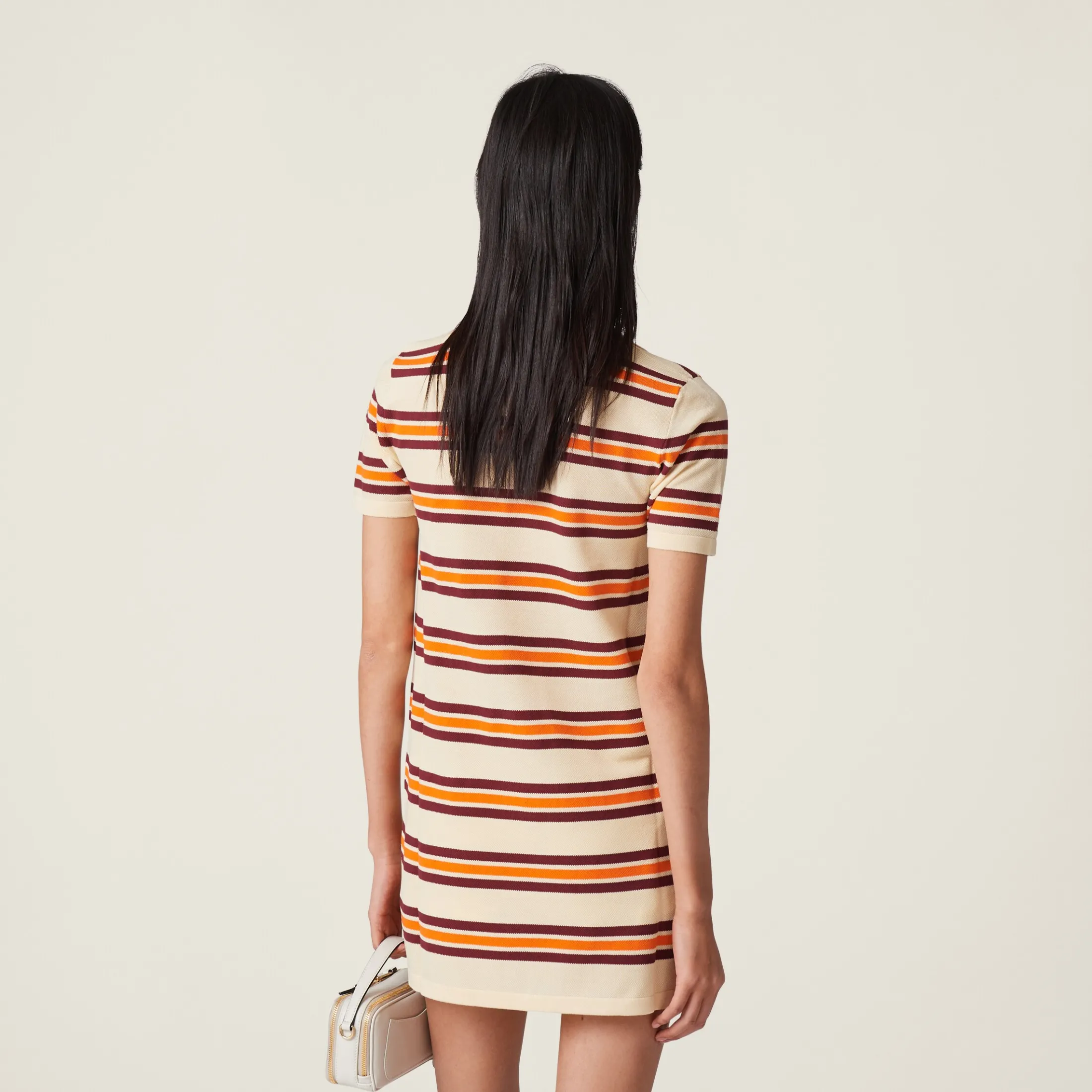 Cream Silk And Cotton Polo Dress | Miu Miu