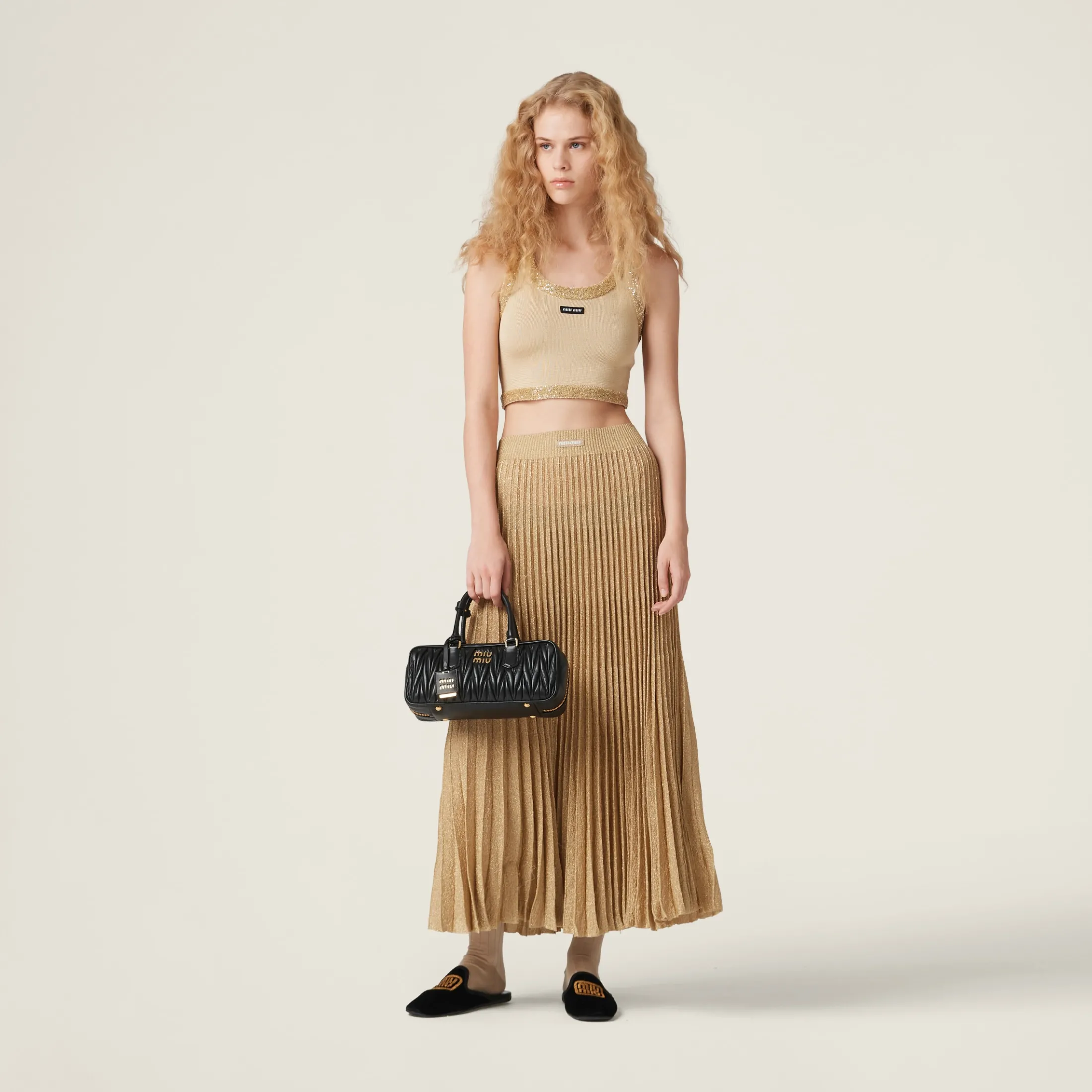 Cream Silk Knit Top | Miu Miu