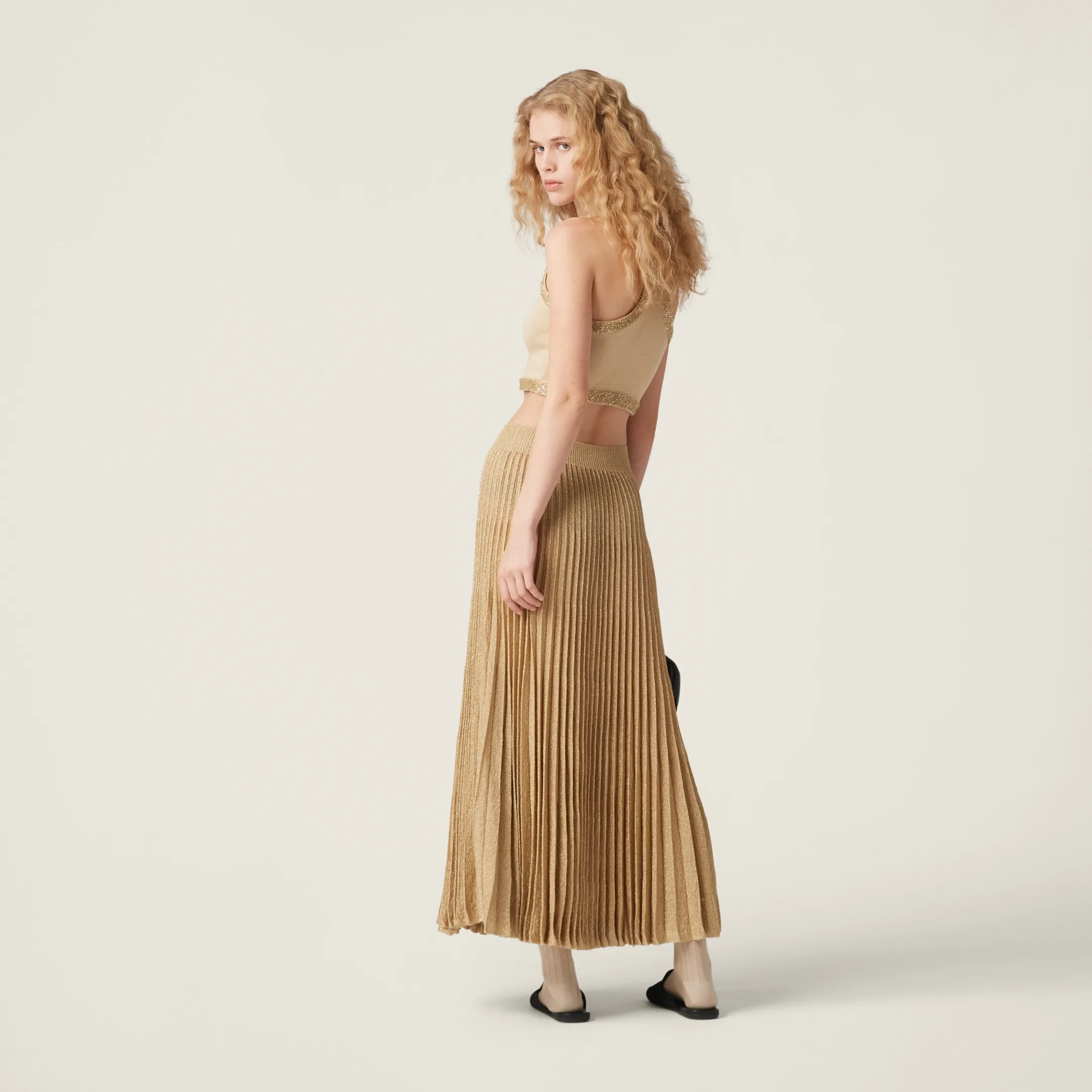 Cream Silk Knit Top | Miu Miu