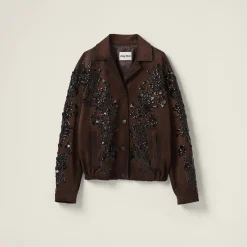 Dark Brown Nappa Suede Jacket | Miu Miu