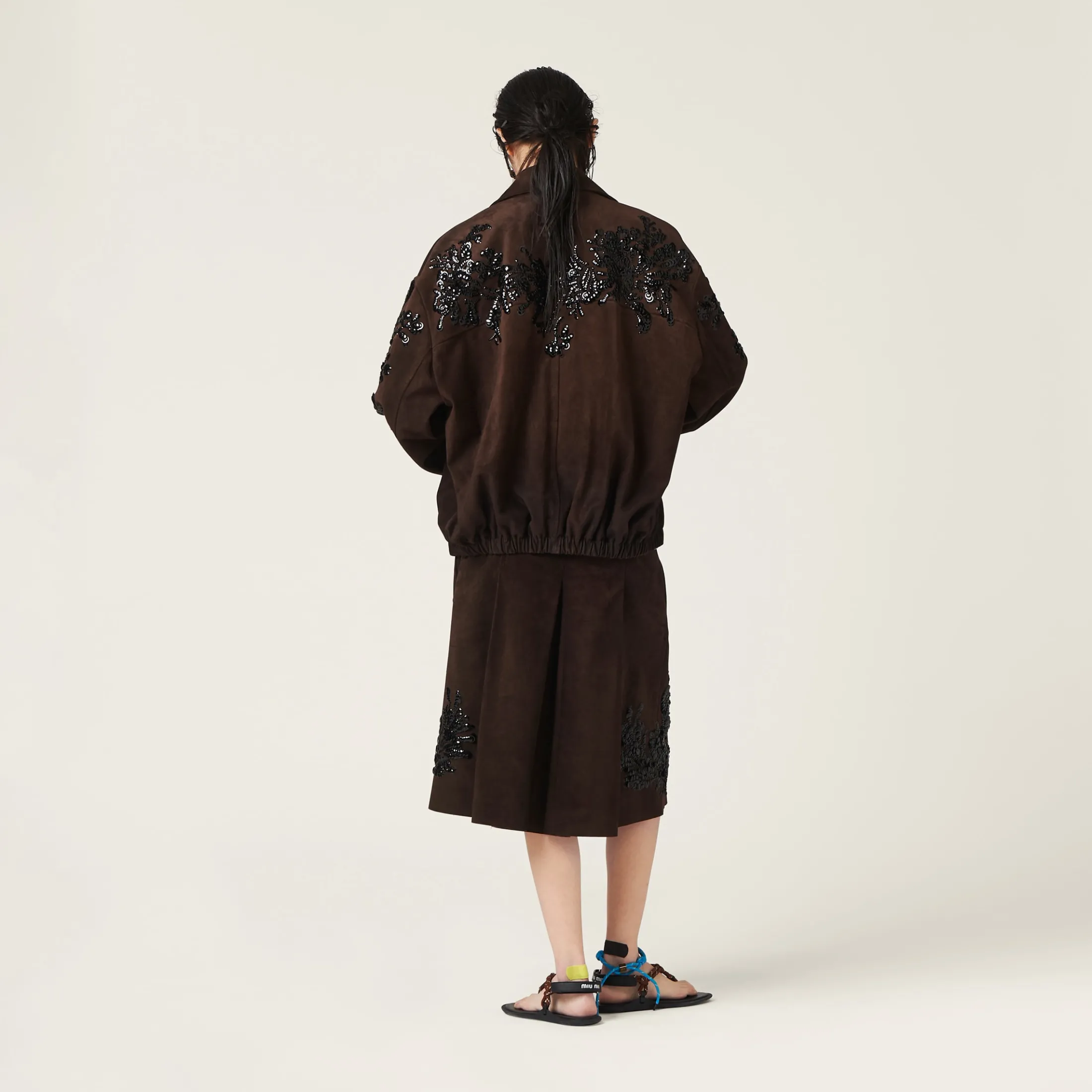 Dark Brown Nappa Suede Jacket | Miu Miu