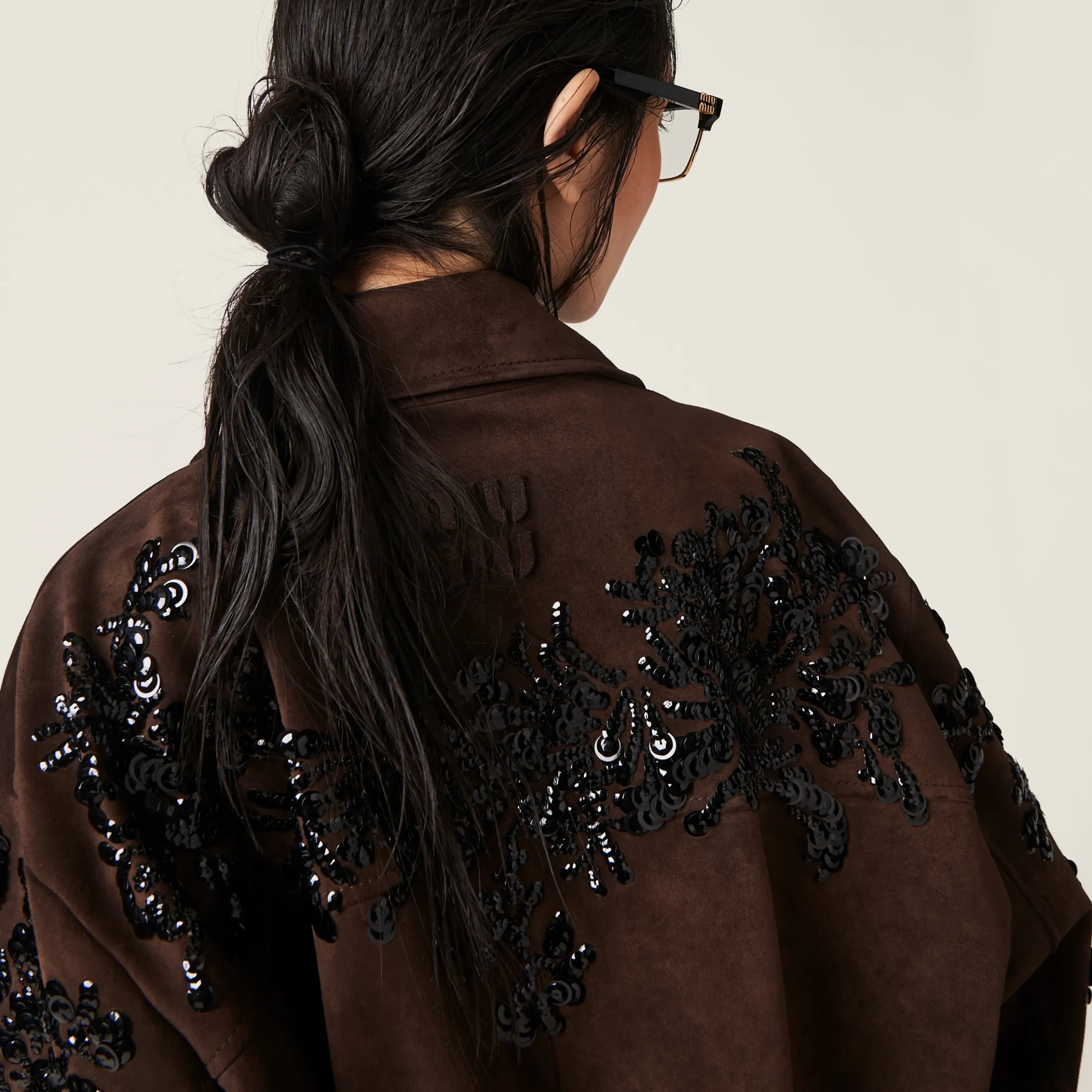 Dark Brown Nappa Suede Jacket | Miu Miu