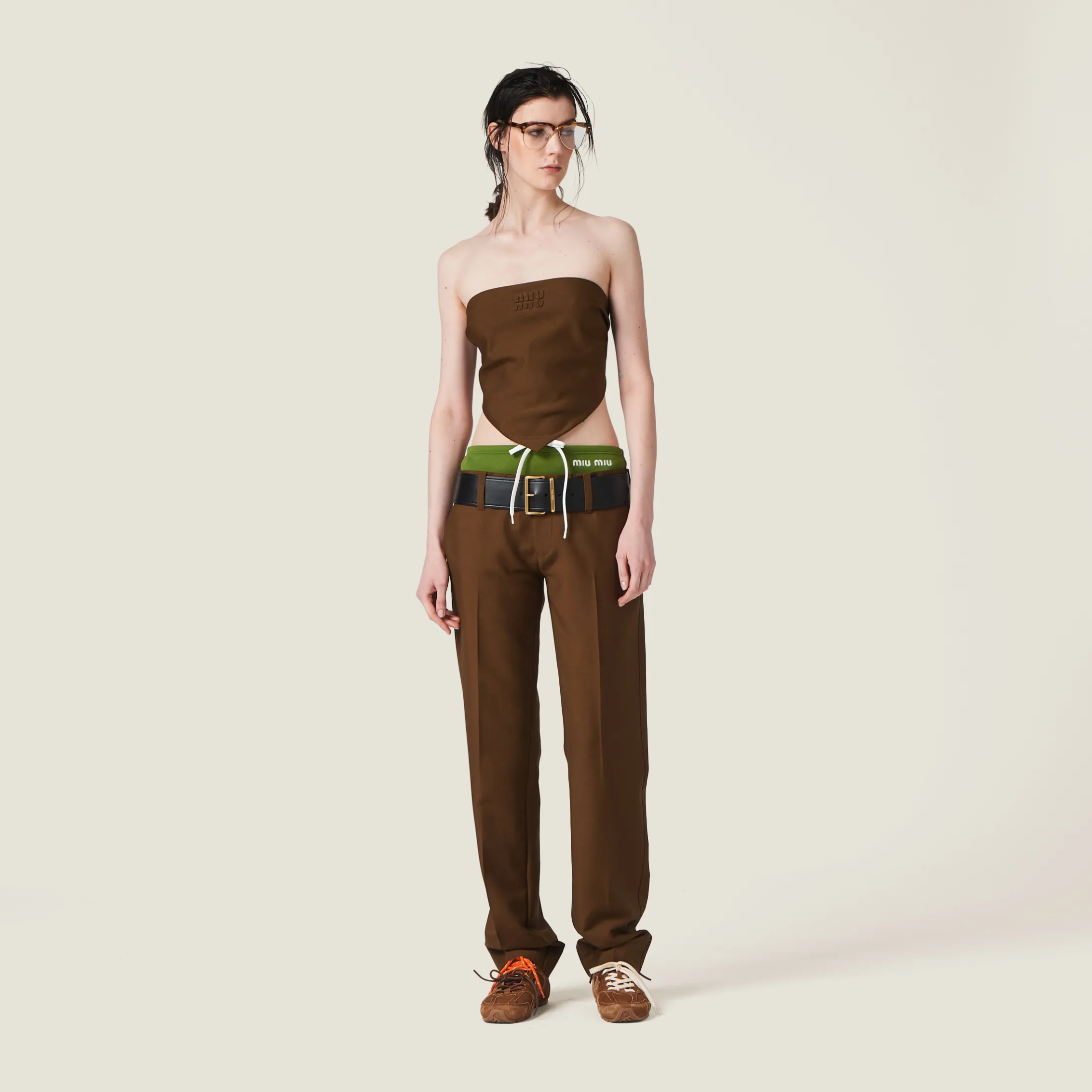 Date Brown Mohair Pants | Miu Miu