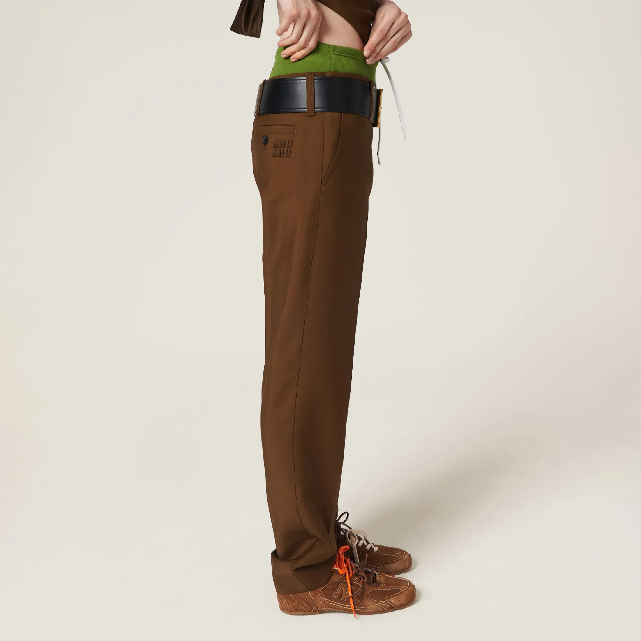 Date Brown Mohair Pants | Miu Miu