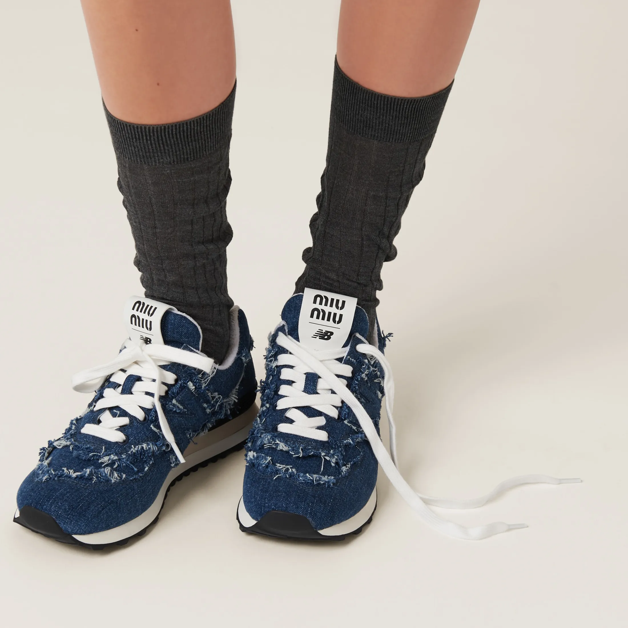 Denim New Balance 574 X Miu Miu Denim Sneakers | Miu Miu