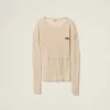 Desert Beige Garment-dyed Ribbed Jersey Knit Dress | Miu Miu