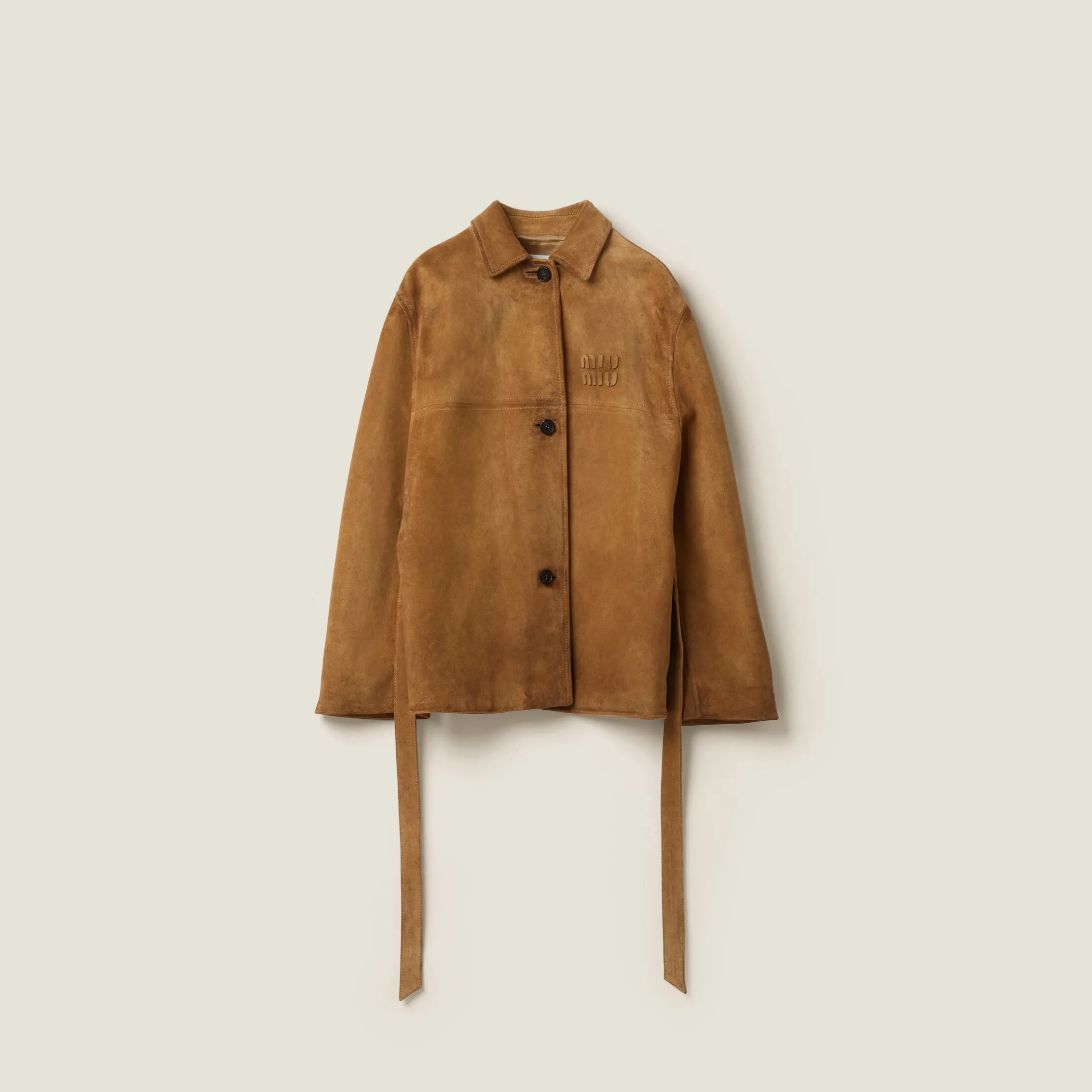 Dove Gray Leather Jacket | Miu Miu