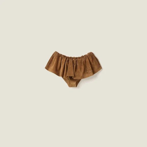 Dove Gray Suede Nappa Leather Skirt | Miu Miu