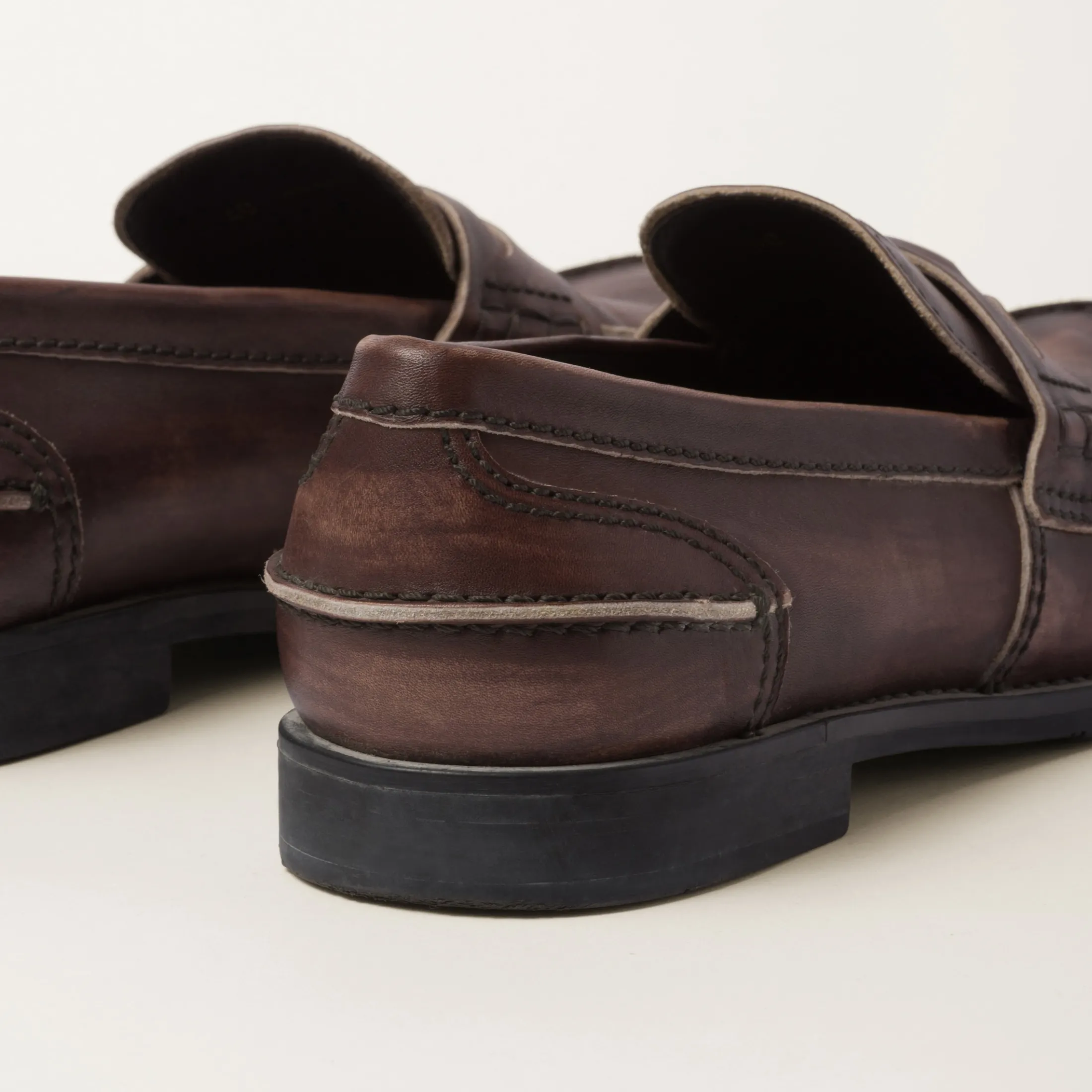 Ebony Vintage-effect Leather Penny Loafers | Miu Miu