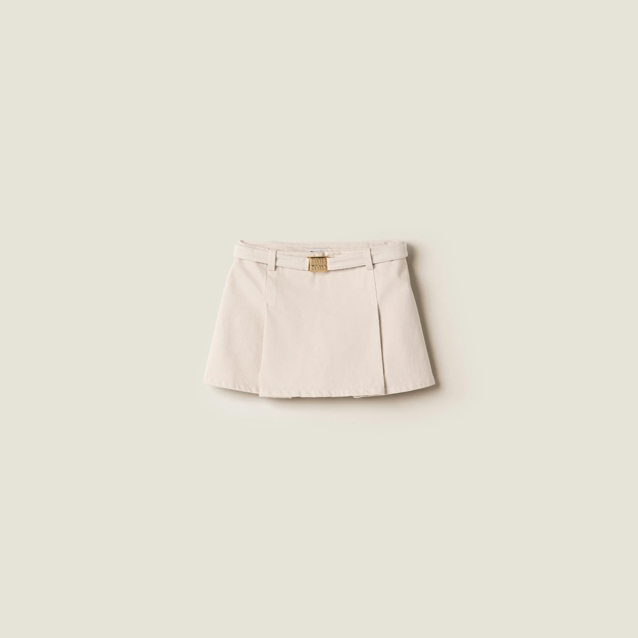 Ecru Ecru Denim Miniskirt | Miu Miu