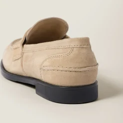 Ecru Faded Suede Loafers | Miu Miu