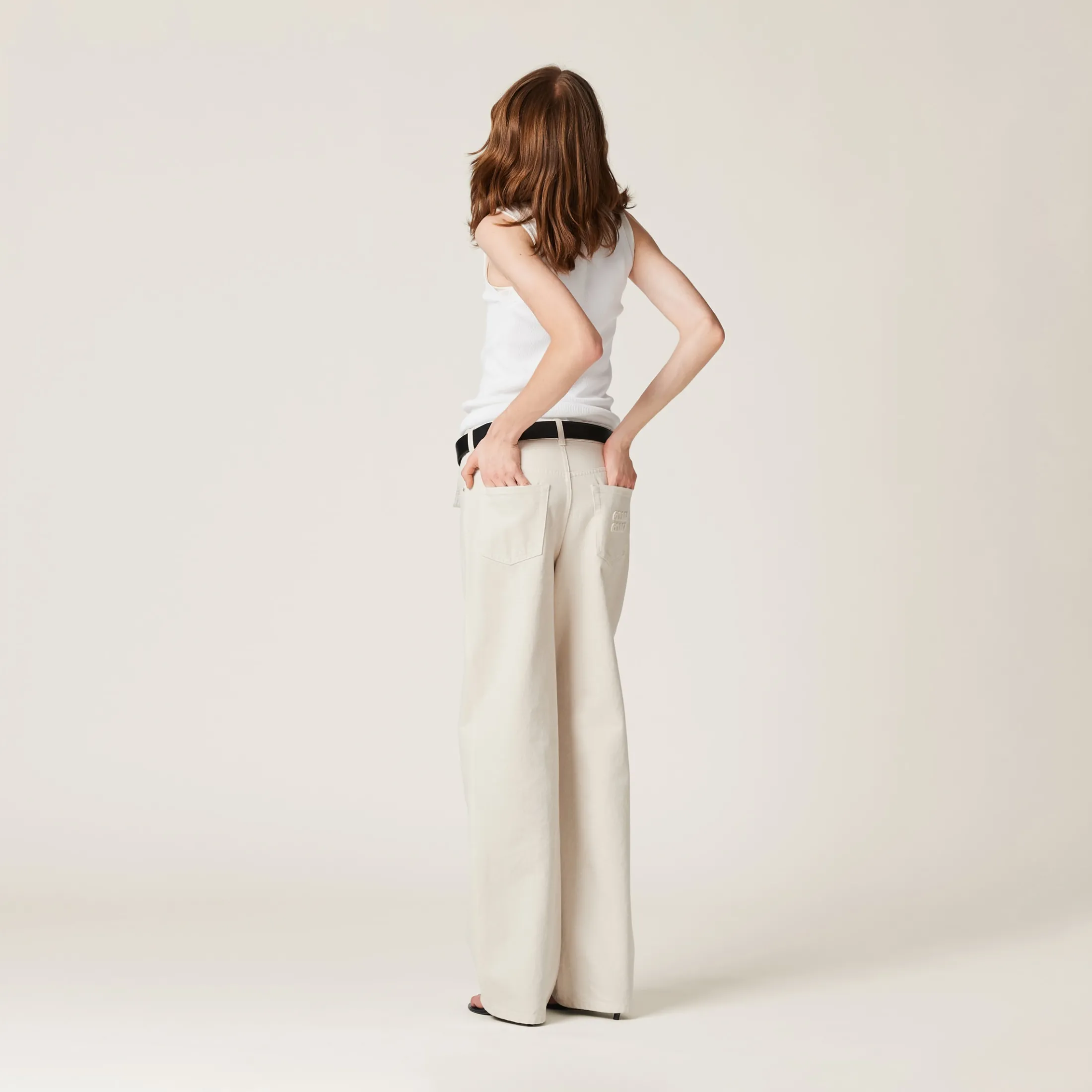 Ecru Five-pocket Ecru Denim Jeans | Miu Miu