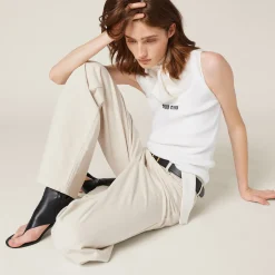Ecru Five-pocket Ecru Denim Jeans | Miu Miu