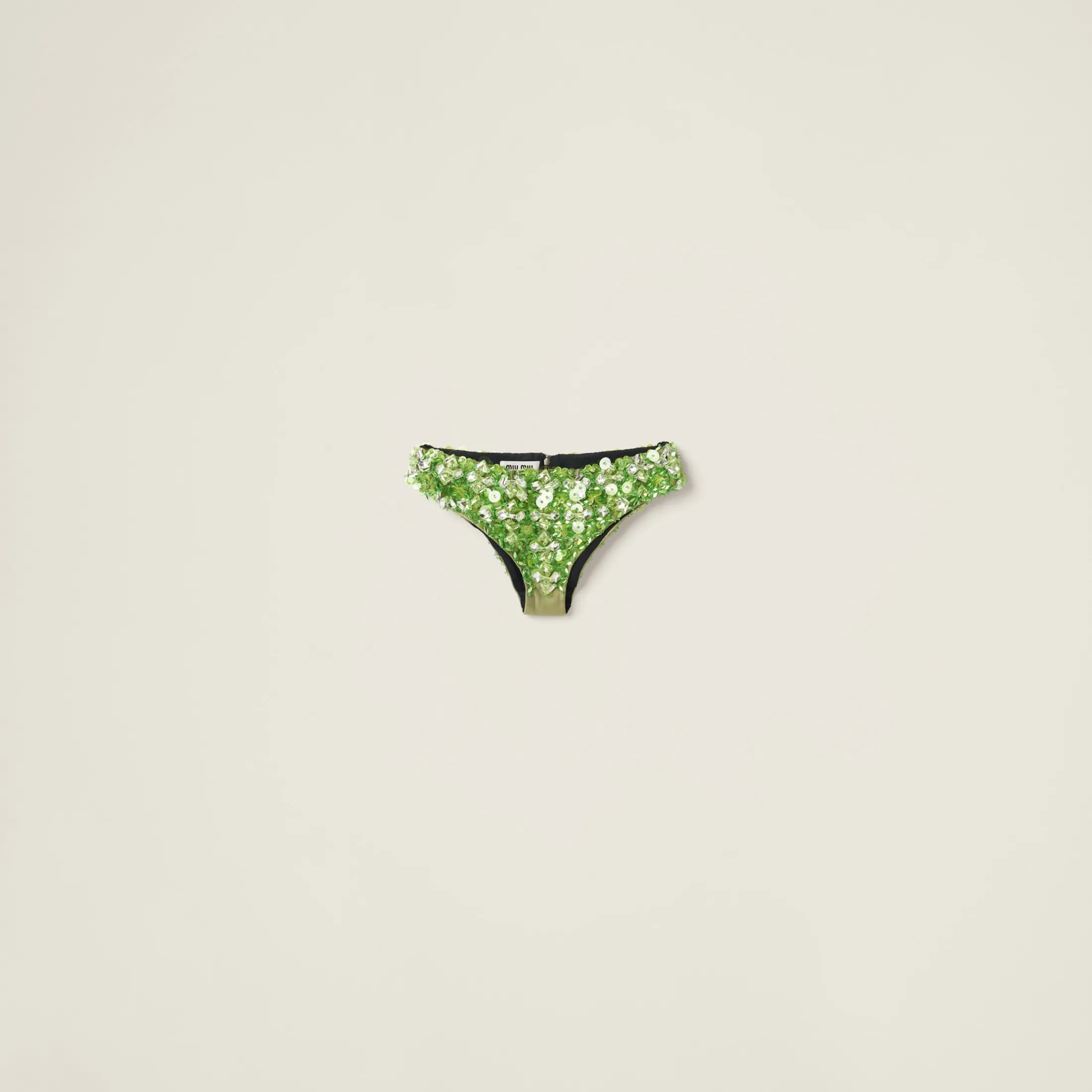 Fern Green Embroidered Silk And Wool Panties | Miu Miu