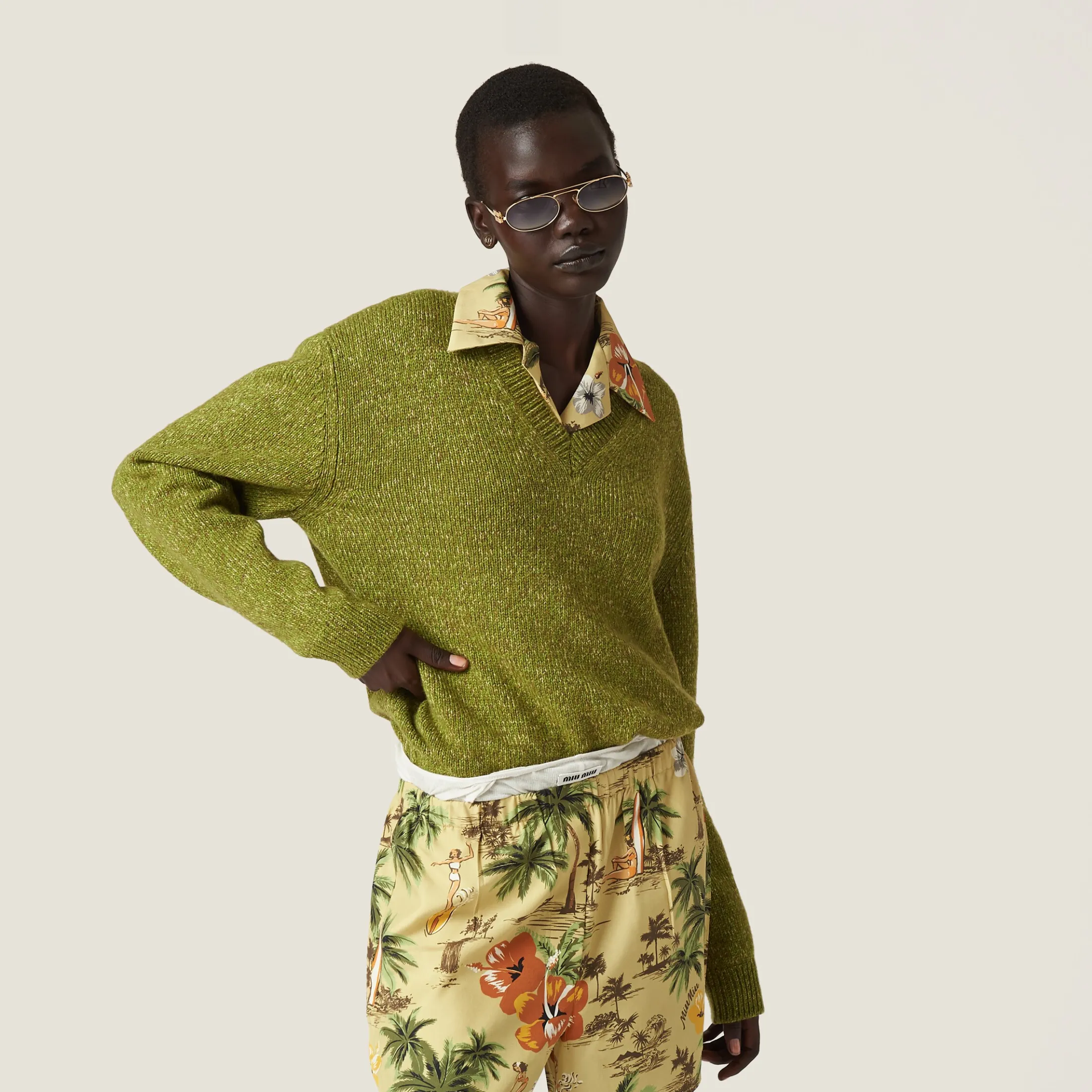 Fern Green Wool And Cashmere Sweater | Miu Miu