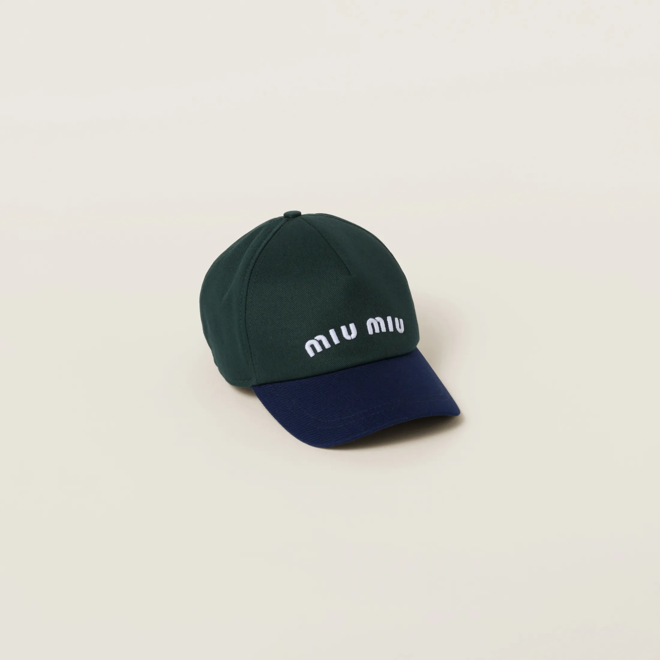 Fir/royal Drill Baseball Cap | Miu Miu