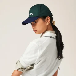 Fir/royal Drill Baseball Cap | Miu Miu