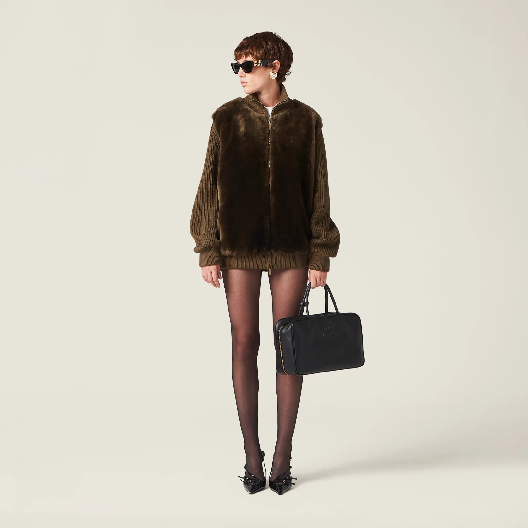 Forest Green Wool Knit Cardigan | Miu Miu