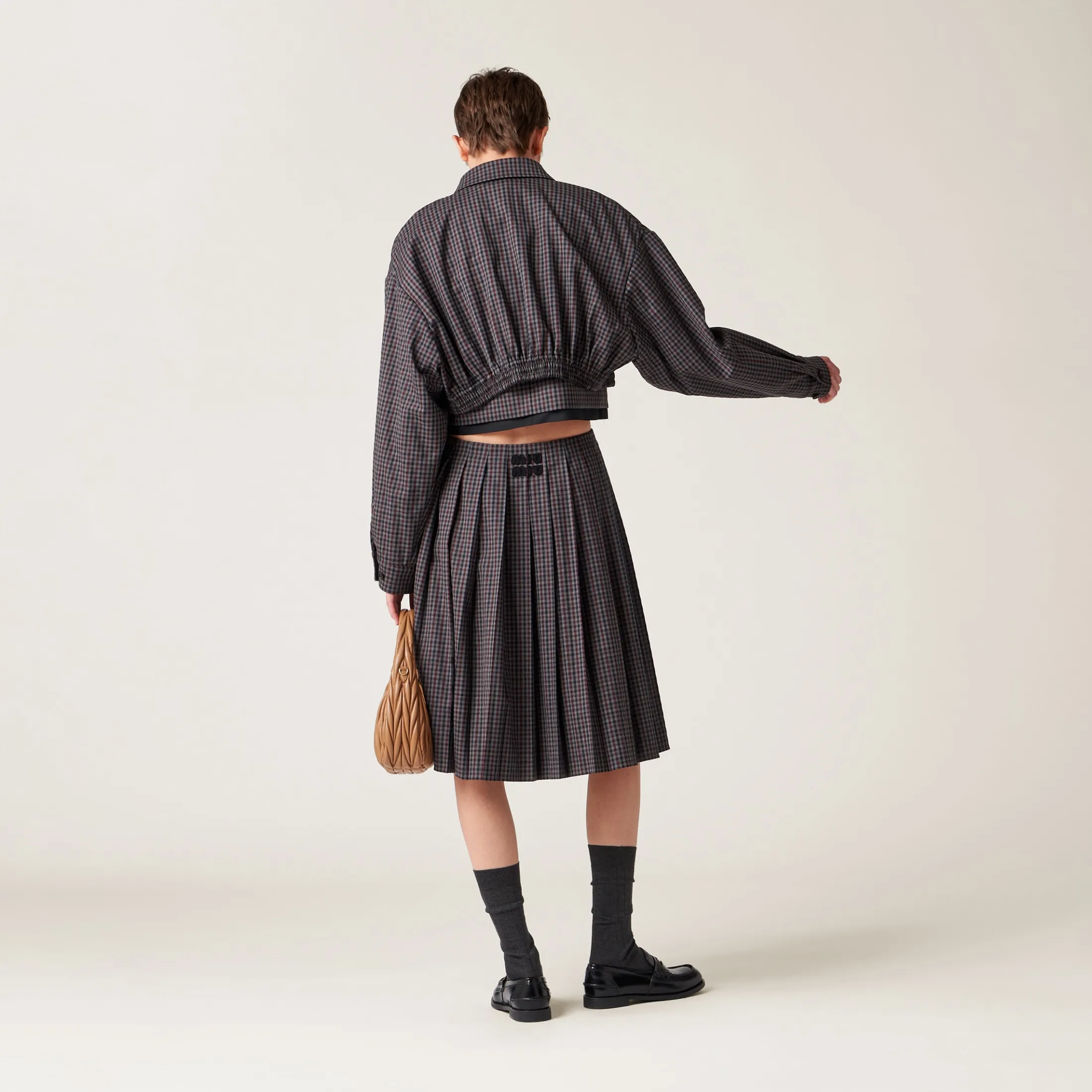 Garnet Gingham Check Blouson Jacket | Miu Miu