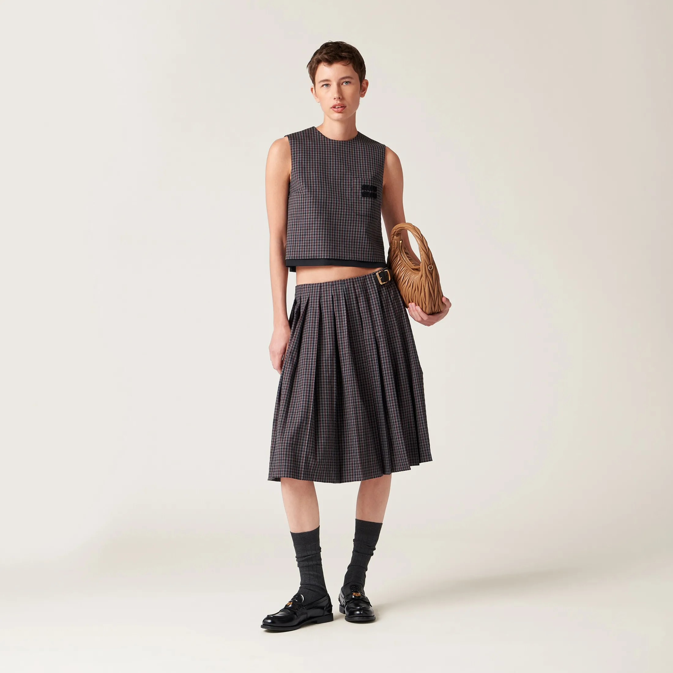 Garnet Gingham Check Skirt | Miu Miu