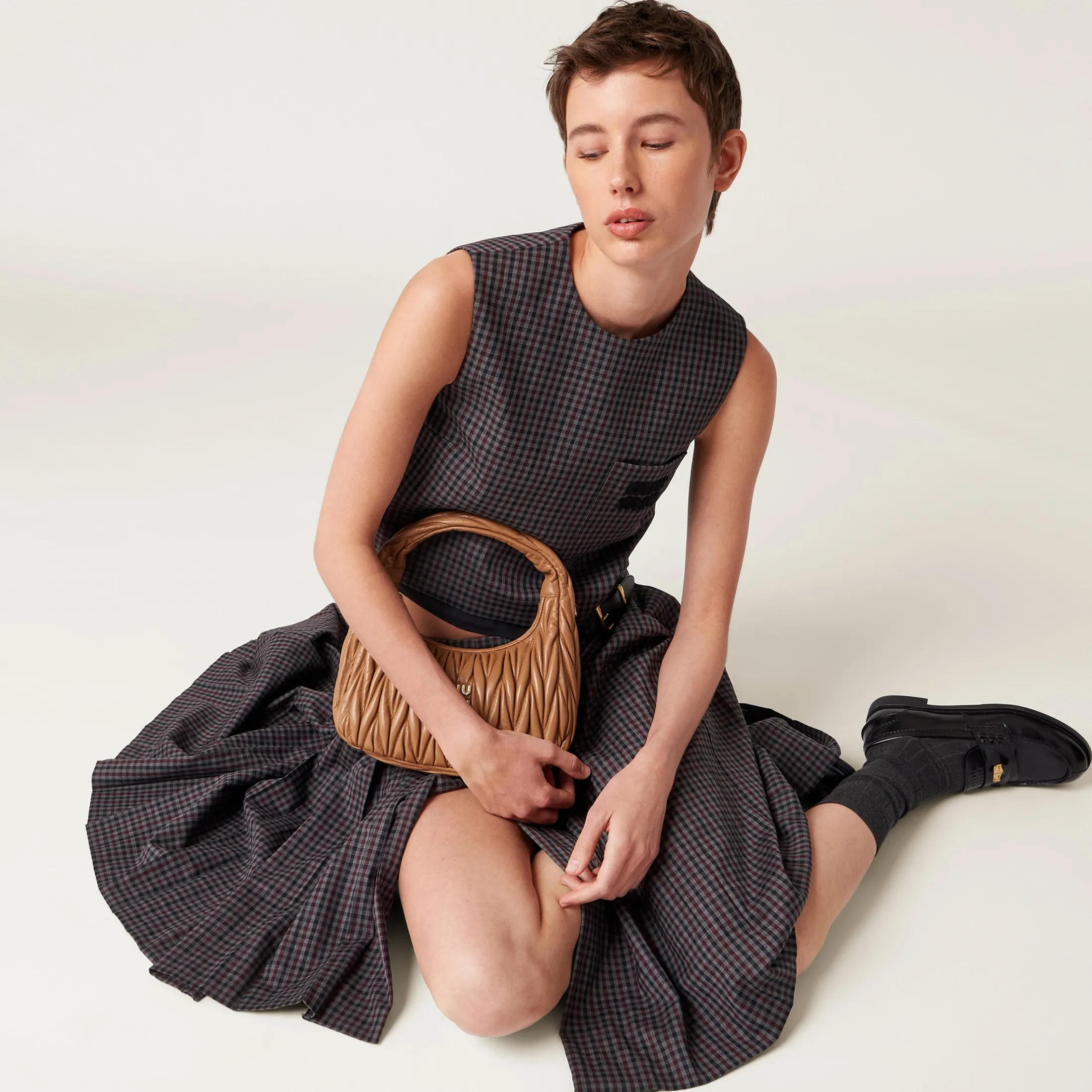 Garnet Gingham Check Skirt | Miu Miu