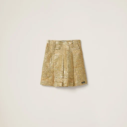 Gold Cloquet Lamé Jacquard Skirt | Miu Miu