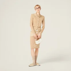 Gold Lamé Knit Cardigan | Miu Miu
