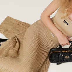 Gold Lamé Skirt | Miu Miu