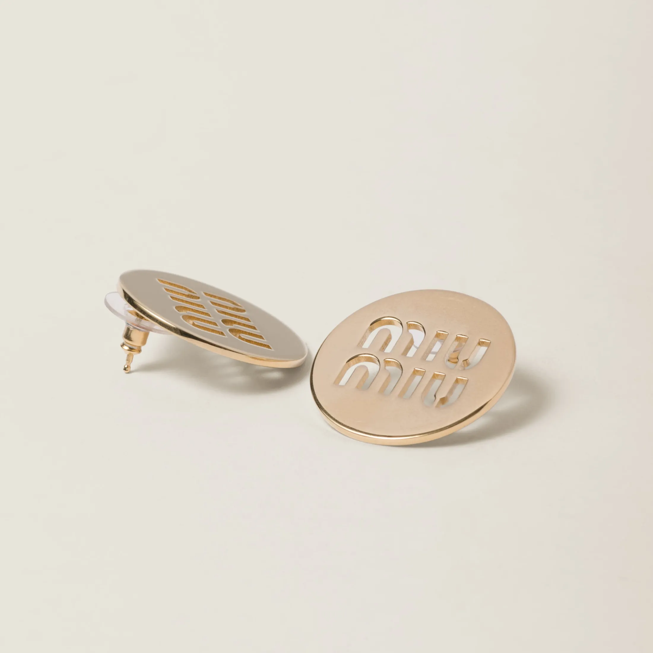 Gold Miu Logo Earrings | Miu Miu