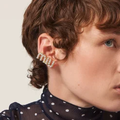 Gold/crystal Crystal Earrings | Miu Miu