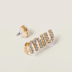 Gold/crystal Crystal Earrings | Miu Miu
