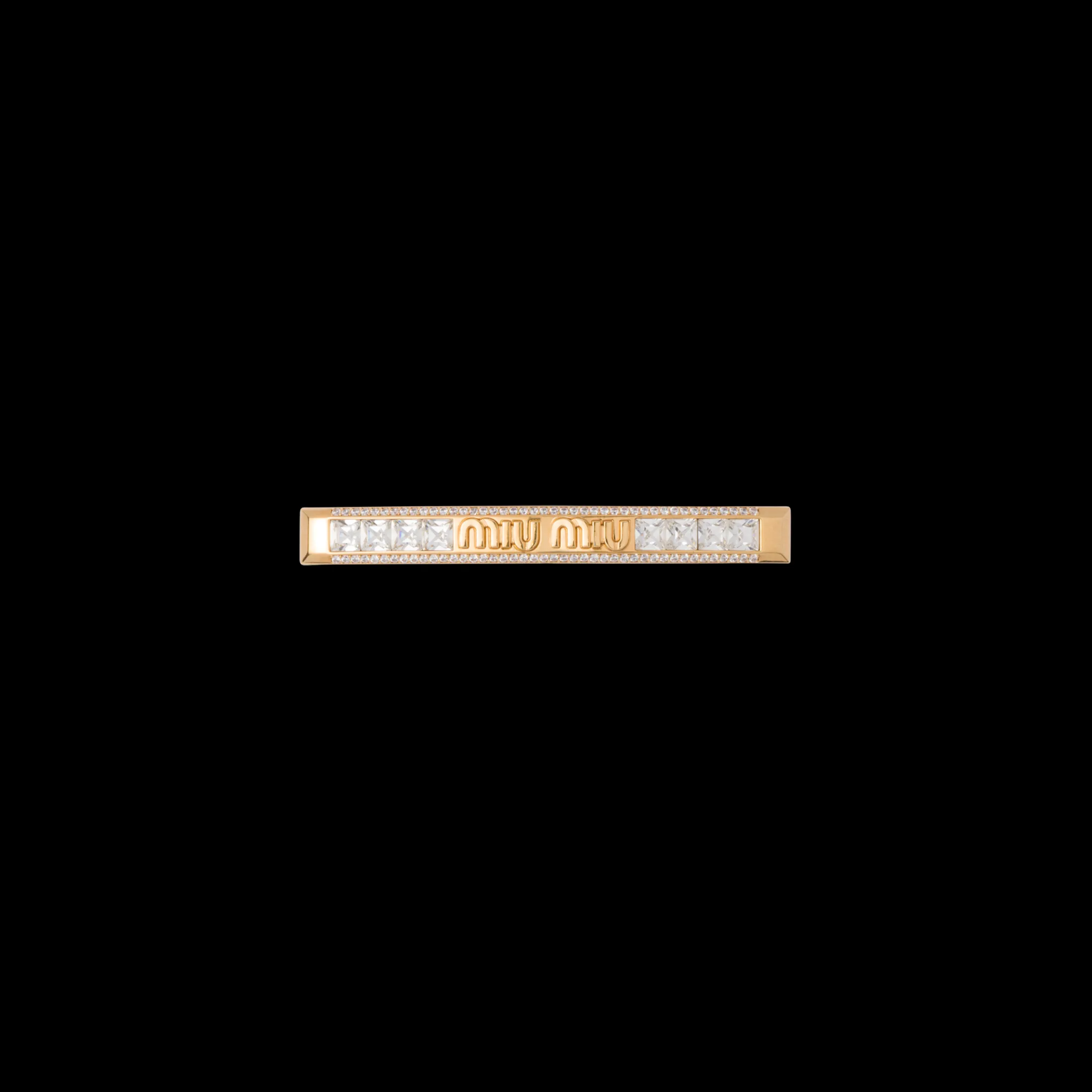 Gold/crystal Metal Hair Clip With Crystals | Miu Miu