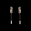 Gold/crystal Pendant Earrings With Crystals | Miu Miu